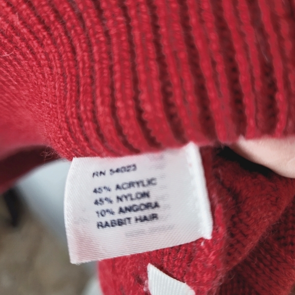 GAP Angora Blend Cable Knit Red Sweater Sz Large - Picture 5 of 6